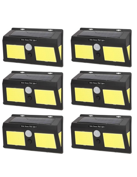 Pack 6 luminárias solares de parede 19x4,5x12 cm