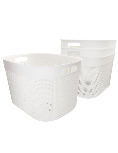 Curver Pack 4 cestos organizadores Filo 30L branco