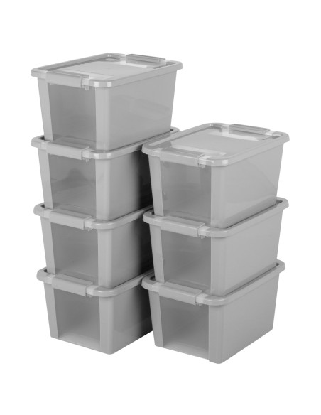 Curver Pack 7 caixas de arrumação com tampa Bi-Box 11L cinzento