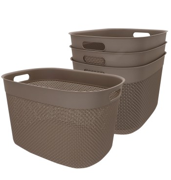 Curver Pack 4 cestos organizadores Filo 30L castanho