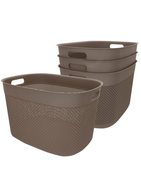 Curver Pack 4 cestos organizadores Filo 30L castanho