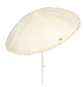 Guarda-sol de praia, 16 varetas, 200 cm, bege com franjas