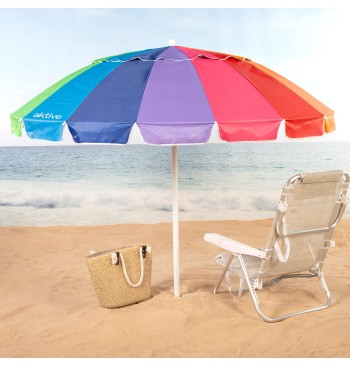 Guarda-sol de praia, 16 varetas, 200 cm, multicolorido,... 2