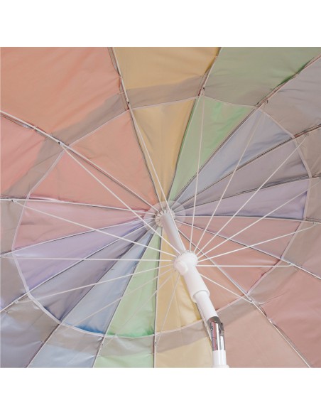 Guarda-sol de praia, 16 varetas, 200 cm, multicolorido, inclinável, UV50