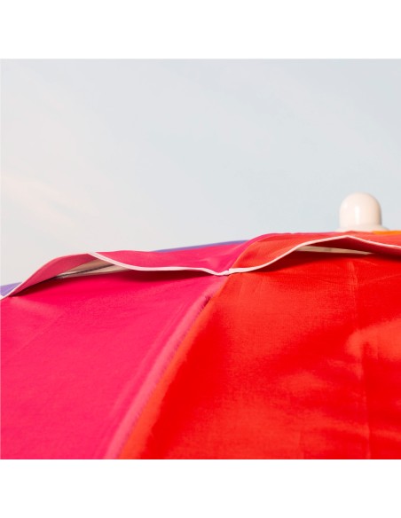 Guarda-sol de praia, 16 varetas, 200 cm, multicolorido, inclinável, UV50