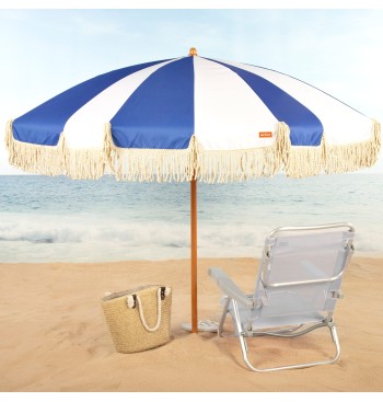 Guarda-sol de praia com 8 varetas, 200 cm, design náutico... 2