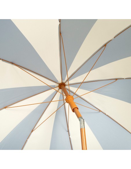 Guarda-sol de praia com 8 varetas, 200 cm, design náutico com franjas