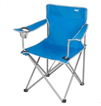 Cadeira de acampamento dobrável azul com alça e porta-copos