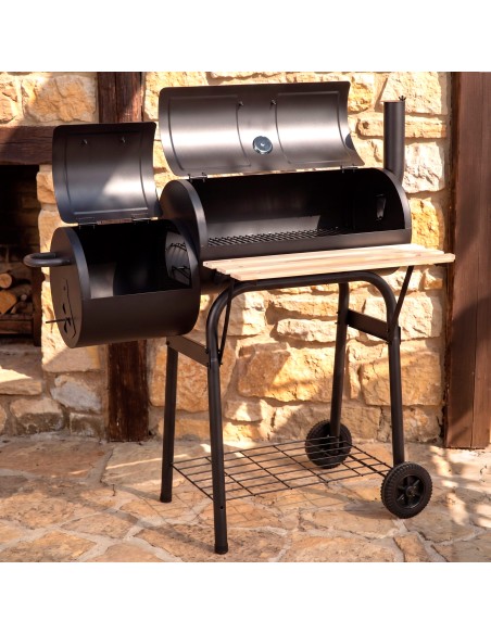 Barbecue e fumeiro a carvão portátil