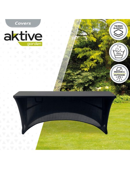 Capa de mesa elástica para mesa retangular 180 cm preta