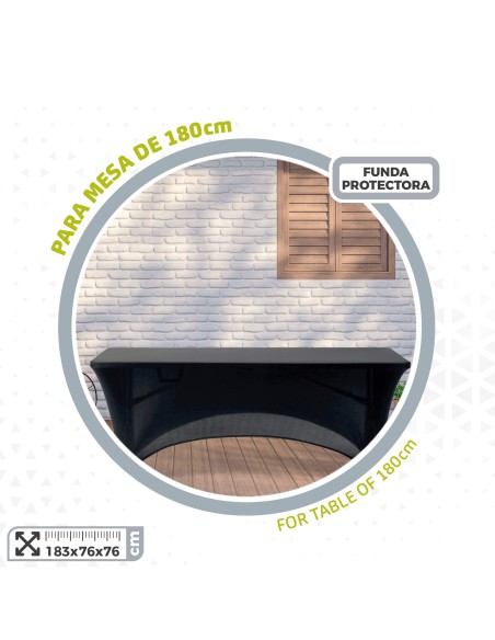 Capa de mesa elástica para mesa retangular 180 cm preta