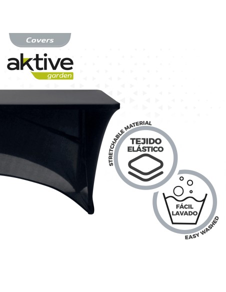Capa de mesa elástica para mesa retangular 180 cm preta