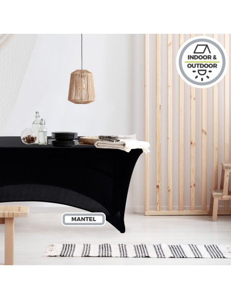 Capa de mesa elástica para mesa retangular 180 cm preta