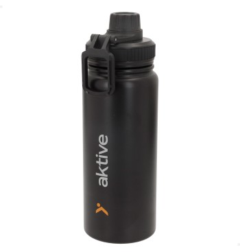 Garrafa térmica preta de 600ml com alça