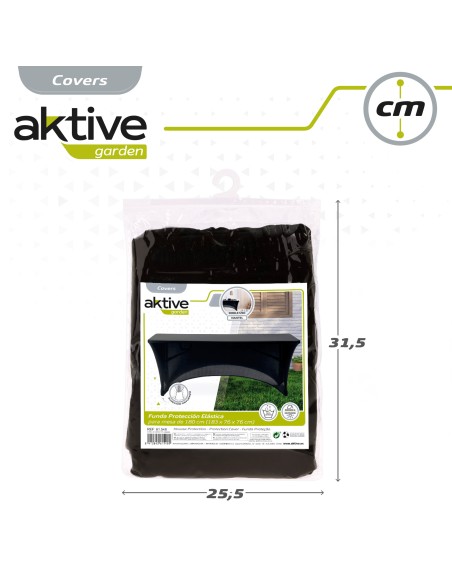 Capa de mesa elástica para mesa retangular 180 cm preta