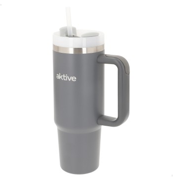Garrafa térmica cinzenta de 900 ml em aço inoxidável com...