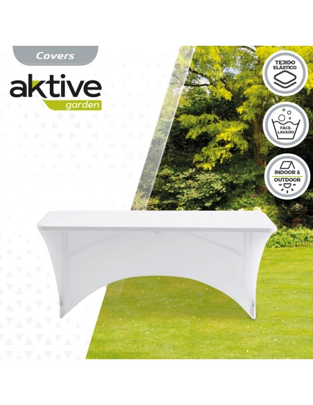 Capa de mesa elástica para mesa retangular 180 cm branca