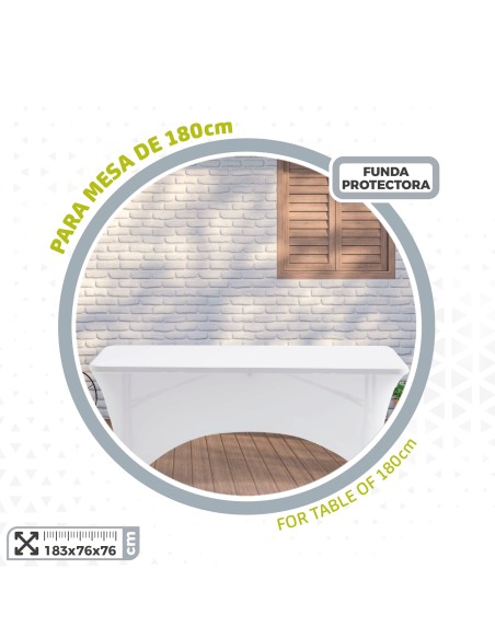 Capa de mesa elástica para mesa retangular 180 cm branca