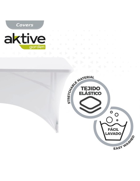 Capa de mesa elástica para mesa retangular 180 cm branca
