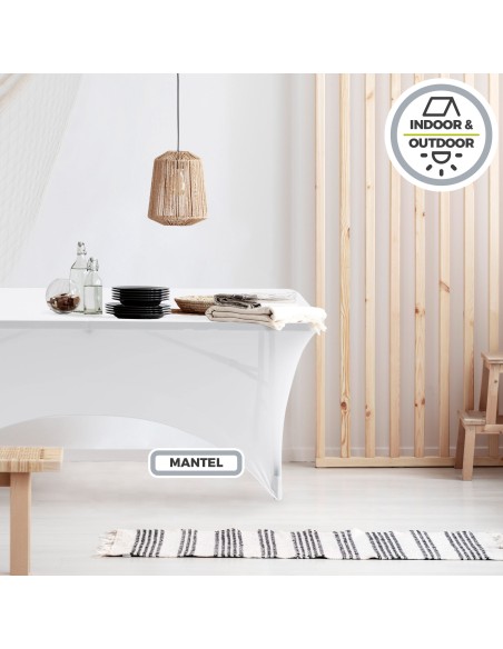 Capa de mesa elástica para mesa retangular 180 cm branca