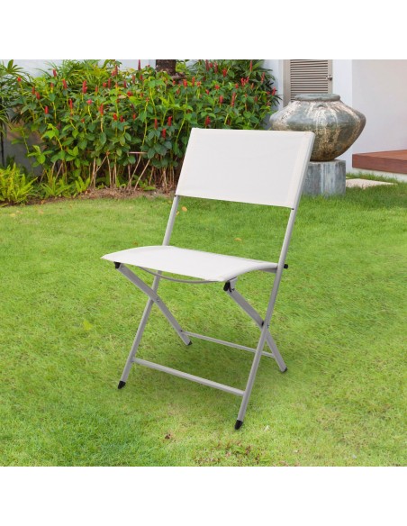 Cadeira de jardim dobrável em tecido reforçado branco