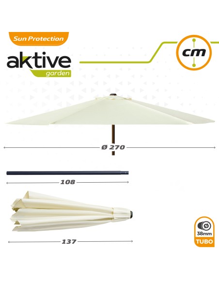 Guarda-sol para terraço e jardim Ø270 cm com proteção UV50