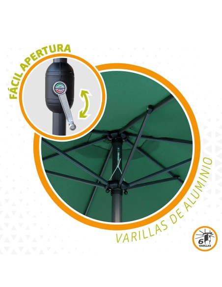 Guarda-sol hexagonal Ø300 cm cor verde Jardim