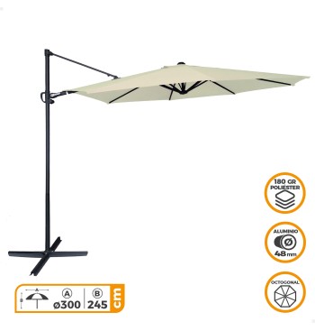 Guarda-sol excêntrico Roma aktive garden Ø300 cm bege... 2