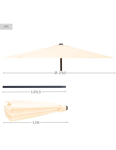 Guarda-sol para jardim e terraço Ø250 cm creme