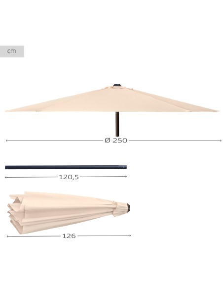 Guarda-sol para jardim e terraço Ø250 cm creme