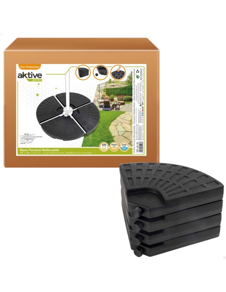 Suporte redondo para guarda-sol recarregável 4 peças 48x48x7,5 cm
