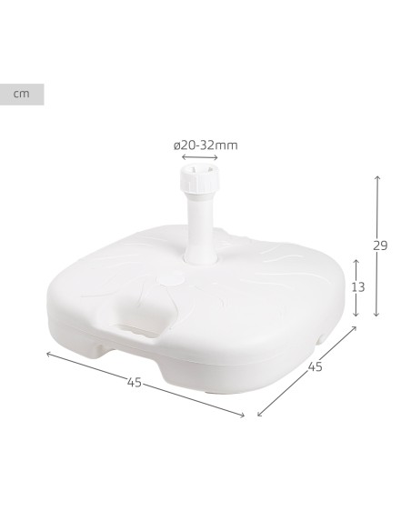 Base quadrada para guarda-sol 20/32 mm cor branca
