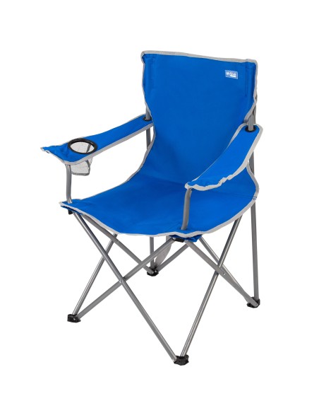 Cadeira de camping dobrável com suporte para copos azul