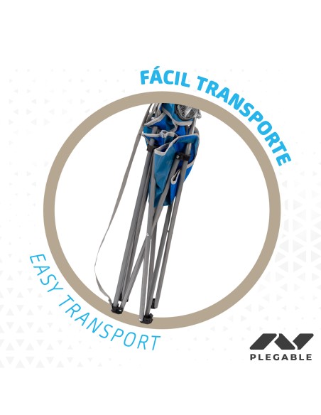Cadeira de camping dobrável com suporte para copos azul