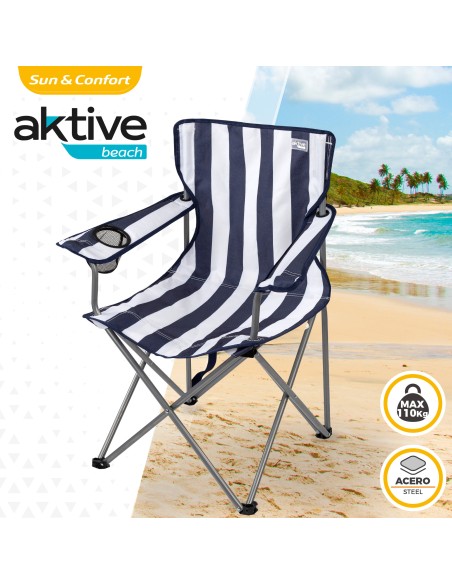 Cadeira de camping dobrável com bases para copos