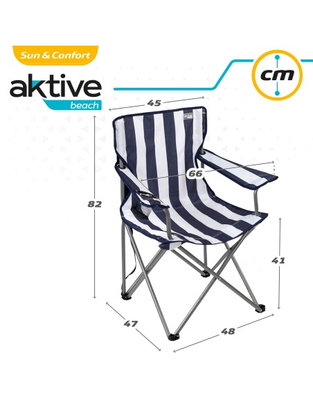 Cadeira de camping dobrável com bases para copos