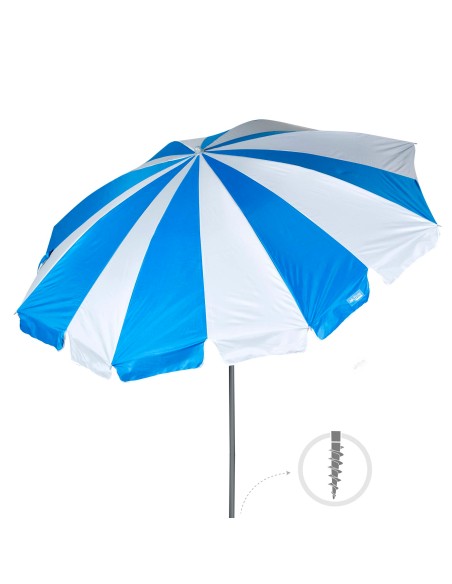 Guarda-sol de praia 8 varas 200 cm multicolorido com espiral de ancoragem