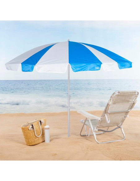 Guarda-sol de praia 8 varas 200 cm multicolorido com espiral de ancoragem