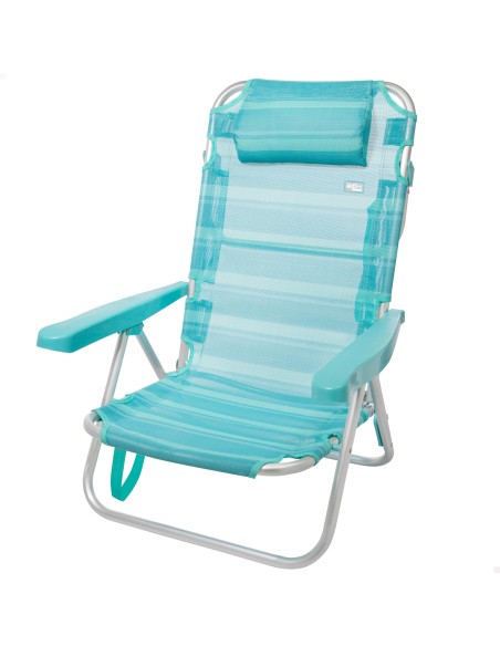 Cadeira de praia baixa multiposições 48x46x84 cm turquesa