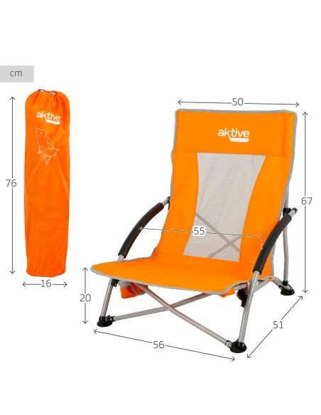 Cadeira rebatível baixa 50x51x67 cm cor de laranja