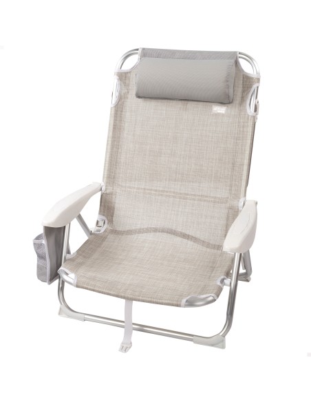 Cadeira de praia baixa multiposição XL 51x45x76 cm bege