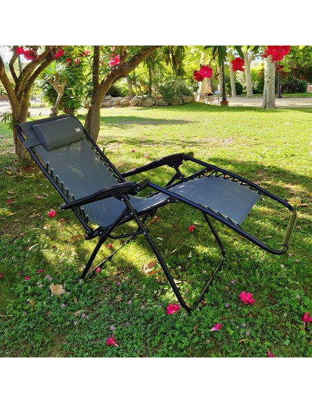 Cadeira de jardim dobrável cinza gravidade zero 2 posições