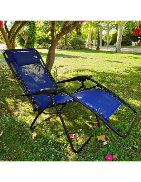 Cadeira de jardim dobrável azul gravidade zero 2 posições