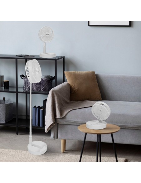 Ventilador inalámbrico de pie plegable 4 velocidades con USB