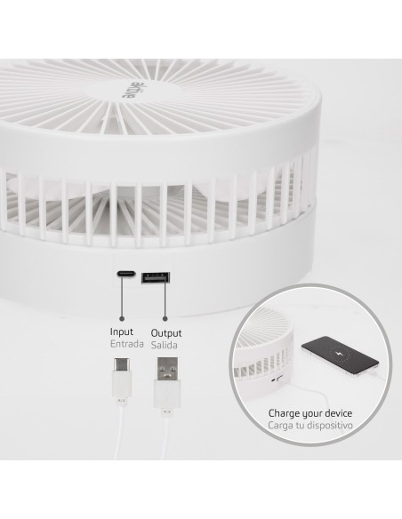 Ventilador inalámbrico de pie plegable 4 velocidades con USB