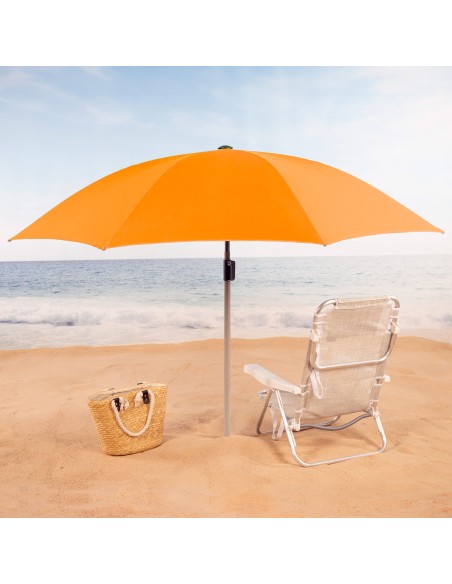 Guarda-sol de praia 8 varetas 220 cm laranja com cabide