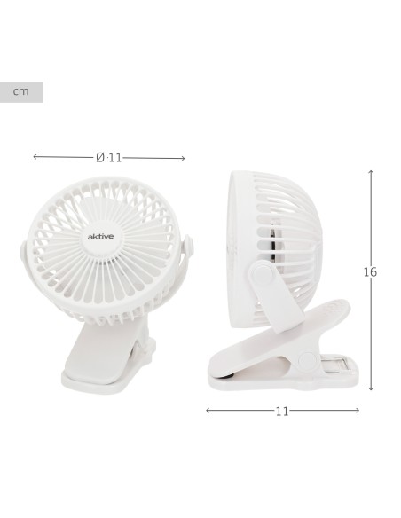 Ventoinha de pinça 2 em 1 com rotação de 360º e carregamento USB