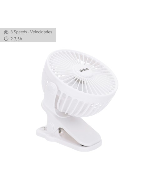 Ventoinha de pinça 2 em 1 com rotação de 360º e carregamento USB