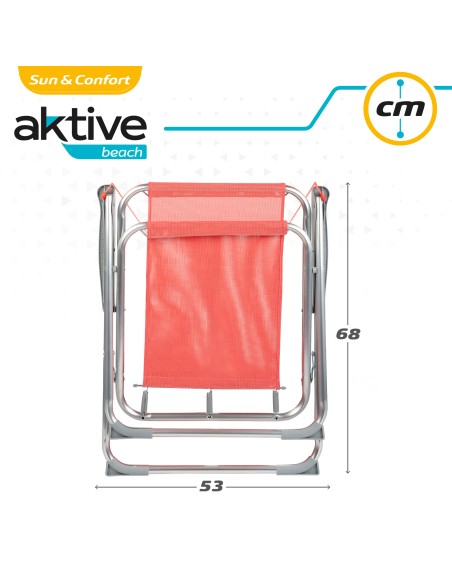 Cadeira de praia alta fixa 45x45x75 cm coral