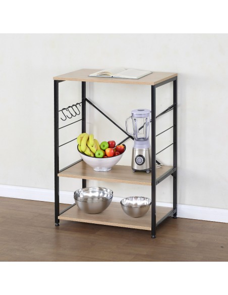 Max Home Armário lateral de cozinha em madeira e aço 60x40x82 cm